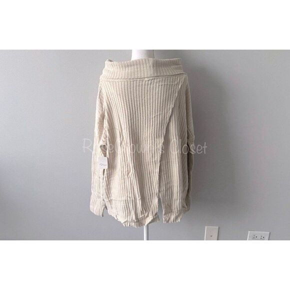 Free People NWT Fall Chic Mock Neck Boho Coastal Grandma Cottage Knit Sweater - Picture 6 of 8